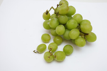 Fresh green grape isolated on white background. fresh green grapes