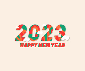 Fototapeta na wymiar New Year 2023 number playfull, colorfull, calendar, new hope