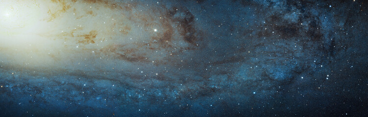 Panoramic view of the  Andromeda galaxy constellation  in outer space. Showing millions of stars...