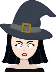 vector illustration of a cartoon witch with an angry expression