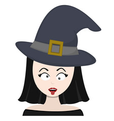 vector illustration of the face of a witch cartoon with an crazy expression