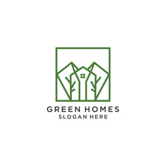 Green homes  logo vector icon design template