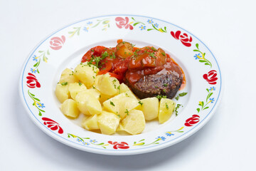 potato with cutlet and sauce