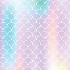 Holographic mermaid background with gradient scales.