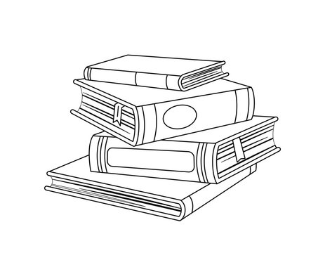 recommend clip art: Doodle book icon. Stack of books, sticker for social networks and instant messengers. Greeting card design in minimalist style. Education and training, learning. Cartoon flat vector illustration