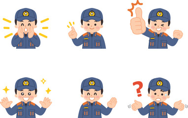 男性消防士　表情パターンセット