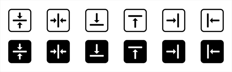 Align icons. Alignment symbol, buttons, signs, vector illustration