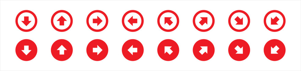 Arrow icons set. Next, left, right, up, down symbol button signs, vector illustration