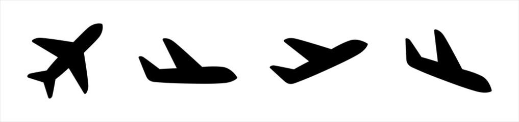Plane icon set. Airplane aviation symbol. Arrivals and departure plane signs, vector illustration