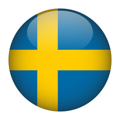 Sweden 3D Rounded Flag with Transparent Background 