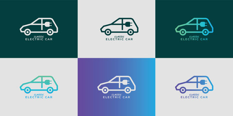 Simple and unique classic electric car logo design.