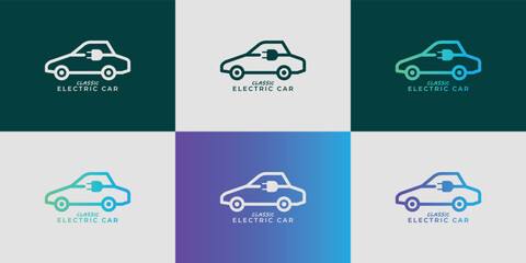 Simple and unique classic electric car logo design.