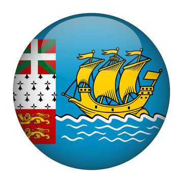 Saint Pierre and Miquelon 3D Rounded Flag with Transparent Background 