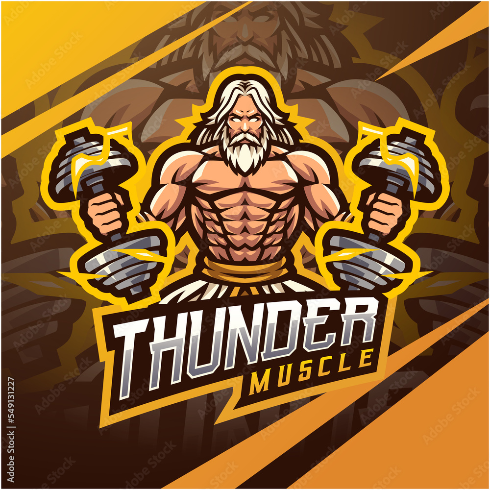 Poster zeus thunder musle mascot logo