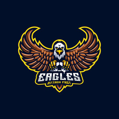 Eagle mascot logo template, Logo of an eagle pouncing on a ball