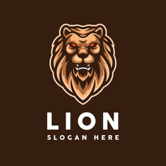 Lion mascot logo, golden lion head logo