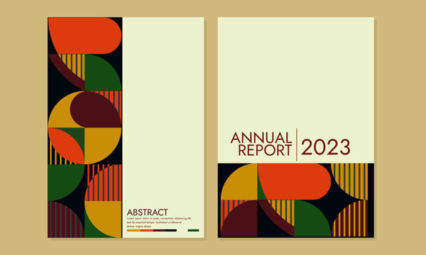bauhaus circle retro cover design set. abstract geometric background. A4 size for posters, catalogs, journals, annual books, notebooks