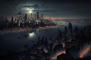 Fototapeta na wymiar A View Of New York City At Night Time