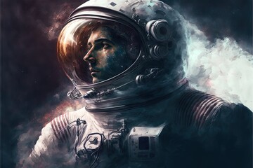 Obraz na płótnie Canvas Astronaut, Cosmonaut In A Space Suit And Helmet