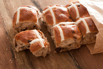 Authentic, rustic hot cross easter buns