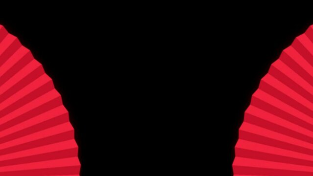 Red paper fan cascading video transition animation, alpha channel