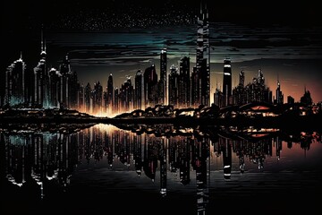 Fototapeta premium Dubai Skyline At Night