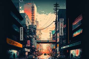 Obraz premium Modern Tokyo Street Background