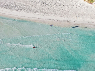 Kitesurfing at Lancelin Point from above