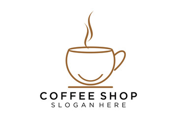 Coffee logotype. Minimalist coffee logo concept, fit for caffe, restaurant, packaging and coffee business. Illustration vector logo.
