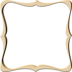 Gold elegant shiny metallic 3D frame with curved corners. Isolated stationary element for a wide range of projects. Gilded shiny polished sparkling object for embellishment.