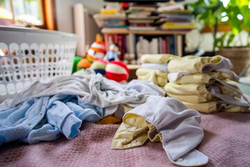 Washing and folding reusable nappy and diapers at home