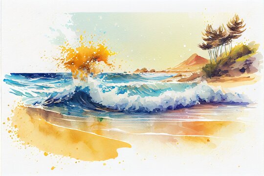 summer tropical with golden sand, background pattern, illustration with water resources