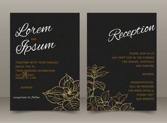 Elegant Black Gold Wedding Invitation