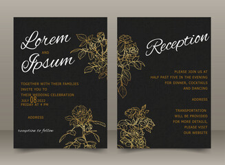 Elegant Black Gold Wedding Invitation