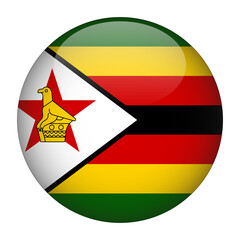 Zimbabwe 3D Rounded Flag with Transparent Background  - obrazy, fototapety, plakaty