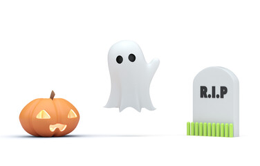 Set Halloween Elements. 3D Illustration