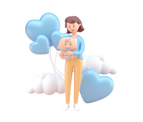 Mom with her Baby. 3D Illustration