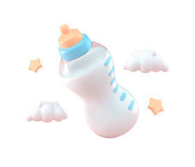 Blue Baby Bottle. 3D Illustration