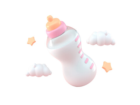 Pink Baby Bottle. 3D Illustration