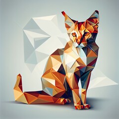 polygonal cat illustration, a colorful cat made out of paper, illustration with vertebrate triangle