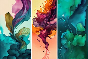 organic, abstract watercolor paintings in, background pattern, illustration with colorfulness art