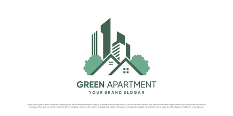 Green city logo design vector with modern style