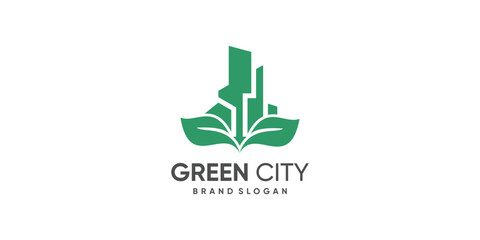 Green city logo design vector with modern style