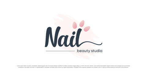 Fototapeta premium Beauty nail logo design vector with unique concept