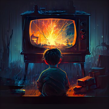 Night Scene Of The Boy, A Person Sitting In Front Of A Fire, Illustration With Art Automotive