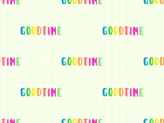 GoodTime cartoon character seamless pattern on yellow background