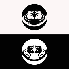 Circle bull animal logo design. icon logo . silhouette logo 