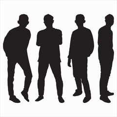 silhouettes of group people