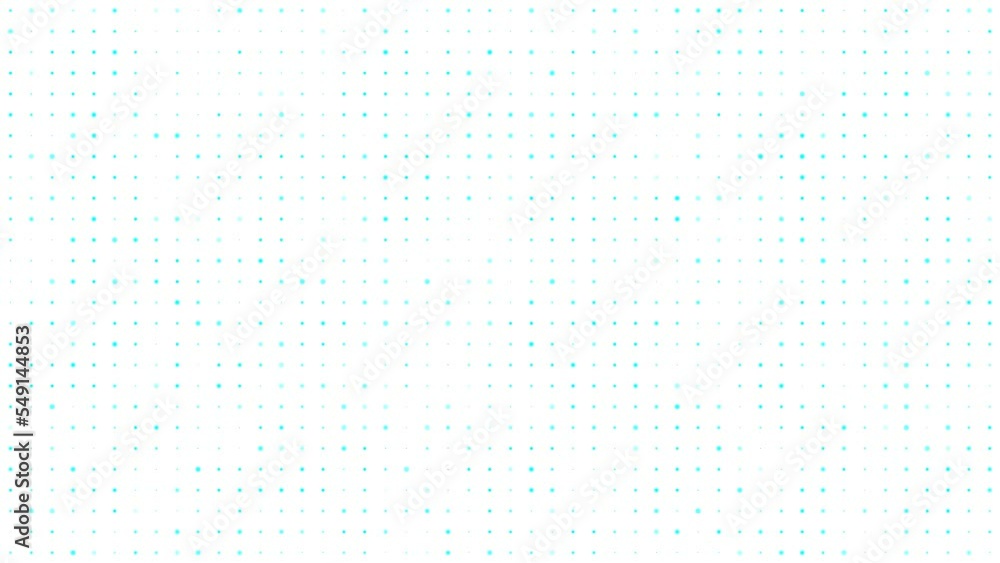 Poster cyan floating dots on white background loop. slow mosaic chaotic moving seamless animation. elegant 
