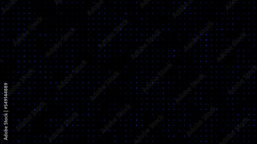 Poster blue floating dots on black background loop. slow mosaic chaotic moving seamless animation. elegant 